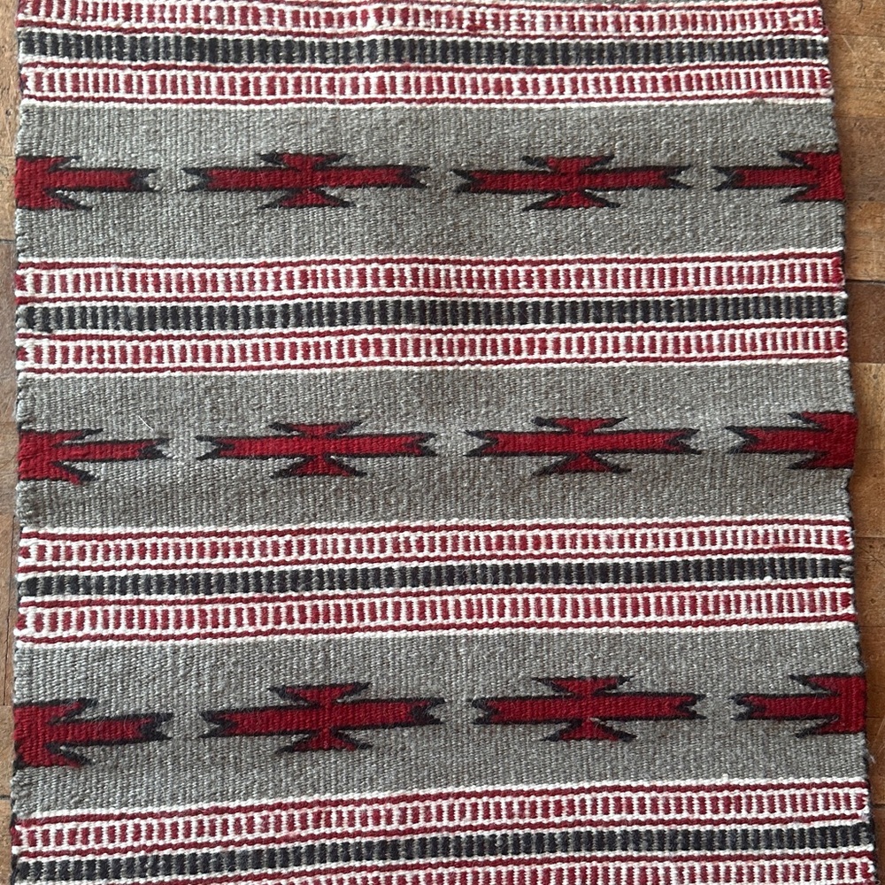 Southwestern Red & Gray Handwoven Rug Runner